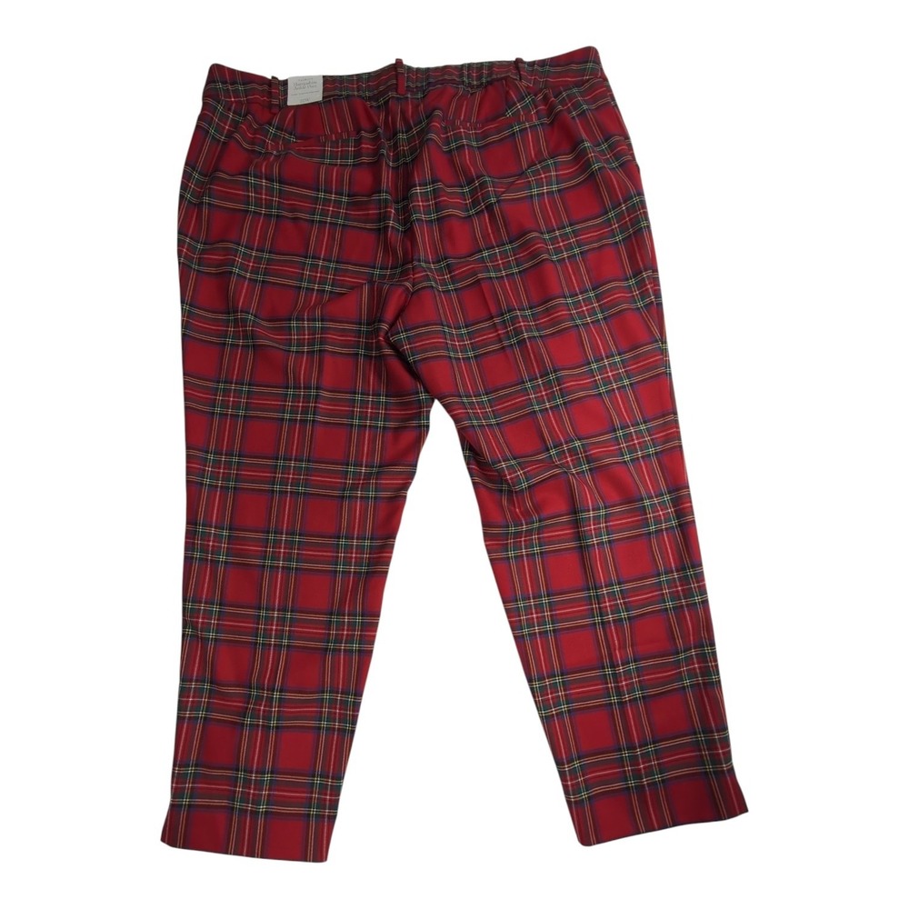 Talbots Hampshire Ankle Pant Women 16W Red Plaid NEW Wool Blend Holiday Trousers - Picture 2 of 10